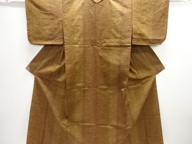 JAPANESE KIMONO / ANTIQUE HITOE KIMONO / SILK / TSUMUGI / WOVEN STRIPE